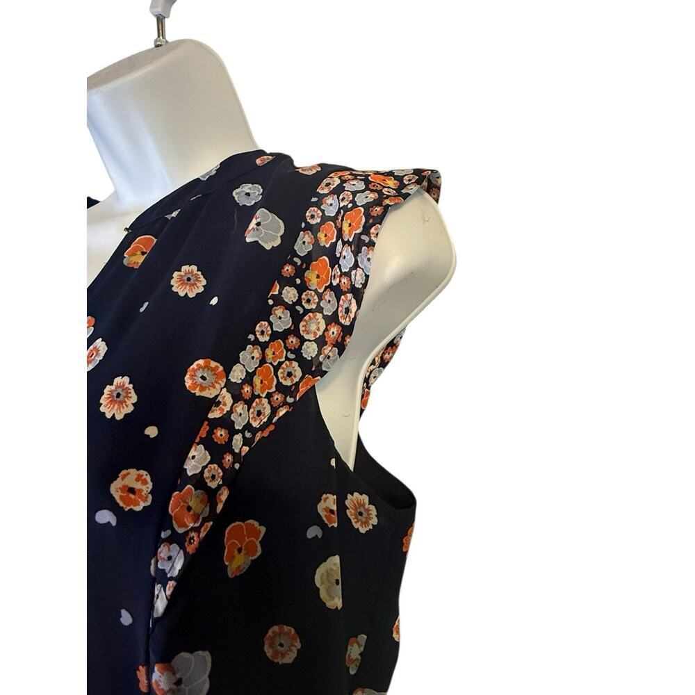 Maison Jules Women’s Floral Ruffle Hem Dress Navy Orange Print Size 12 - Picture 4 of 9